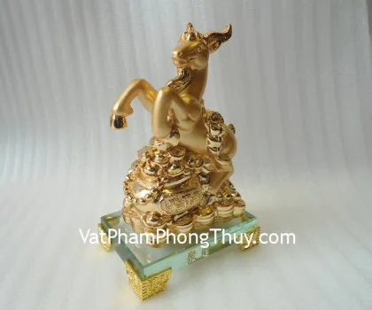 Dê vàng nguyên bảo đống tiền, thủy tinh - dê tụ tài FH071G
