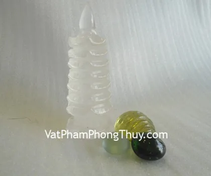 Tháp văn xương đá ngọc trắng 7 tầng nhỏ FHM076
