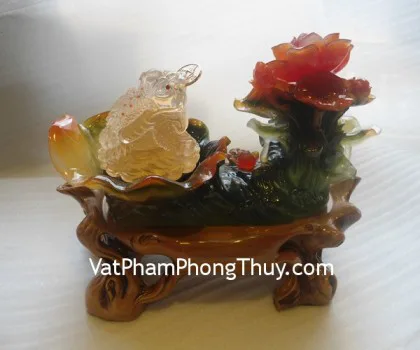 Thiềm thừ vàng trong trên lá, mẫu đơn nhỏ- Liên niên chiêu tài FE079