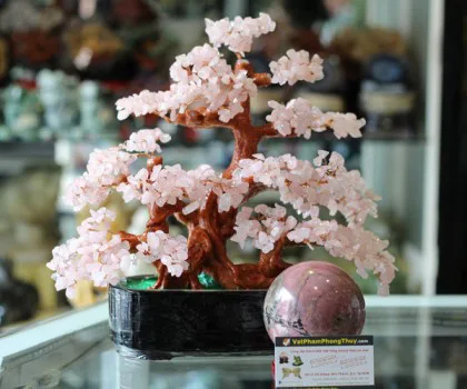 Cây tài lộc thạch anh hồng theo mảng to KC034