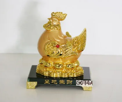 Gà mái ấp trứng vàng trên đế thủy tinh - Tạ địa sanh tài G074A
