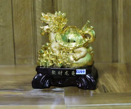 Rùa đầu rồng nhỏ trên túi tiền vàng - Tụ tài long quy C087A