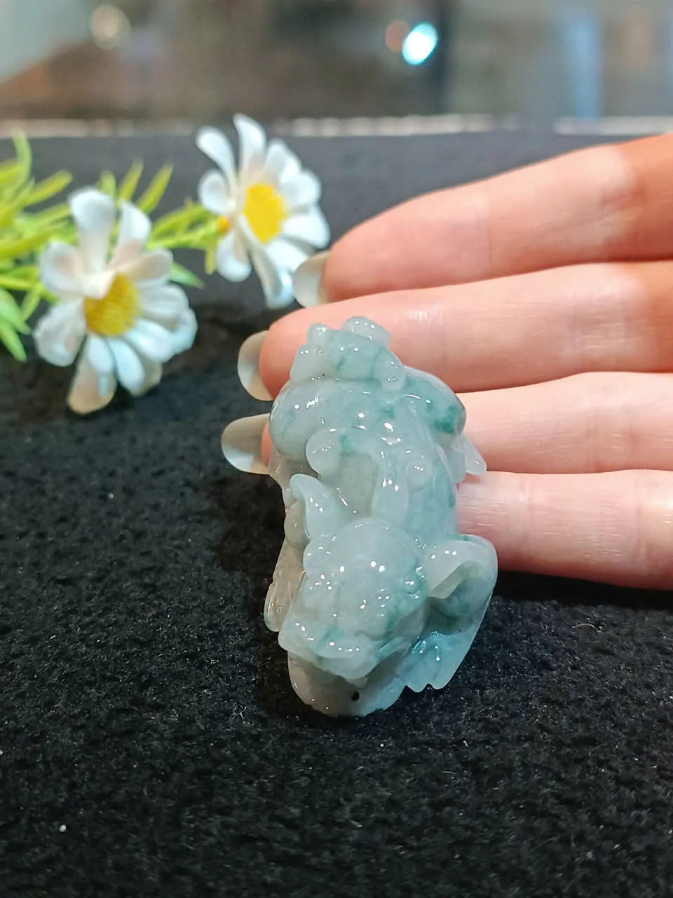 Tỳ hưu ngọc phỉ thúy xanh đậm vân mây A+++++ (GCN 017591 - 29.21g) S6897-S5-6368