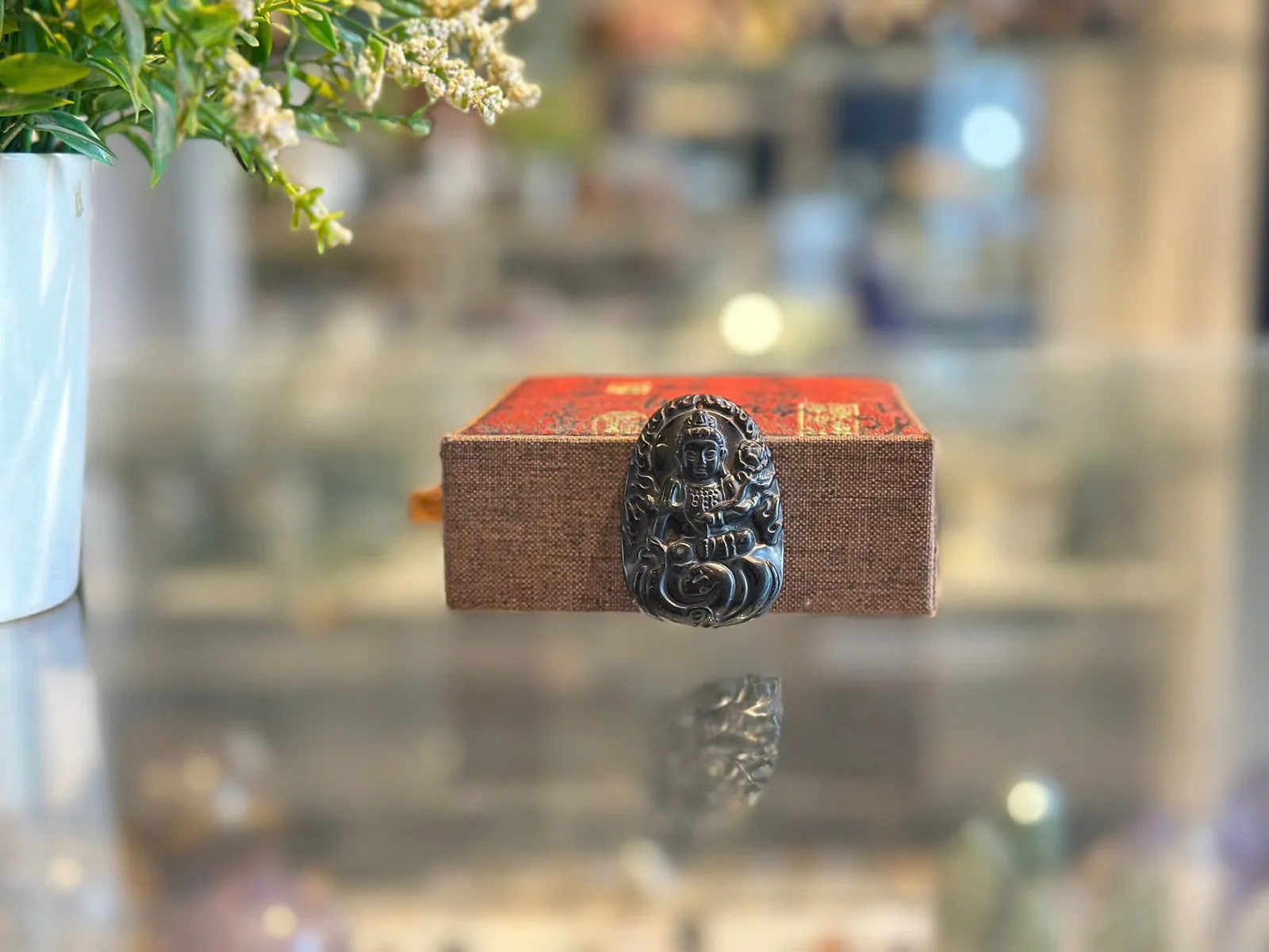 Phật bản mệnh đá hắc ngà - Tuổi Tỵ (Phổ Hiền Bồ Tát) S5069-6
