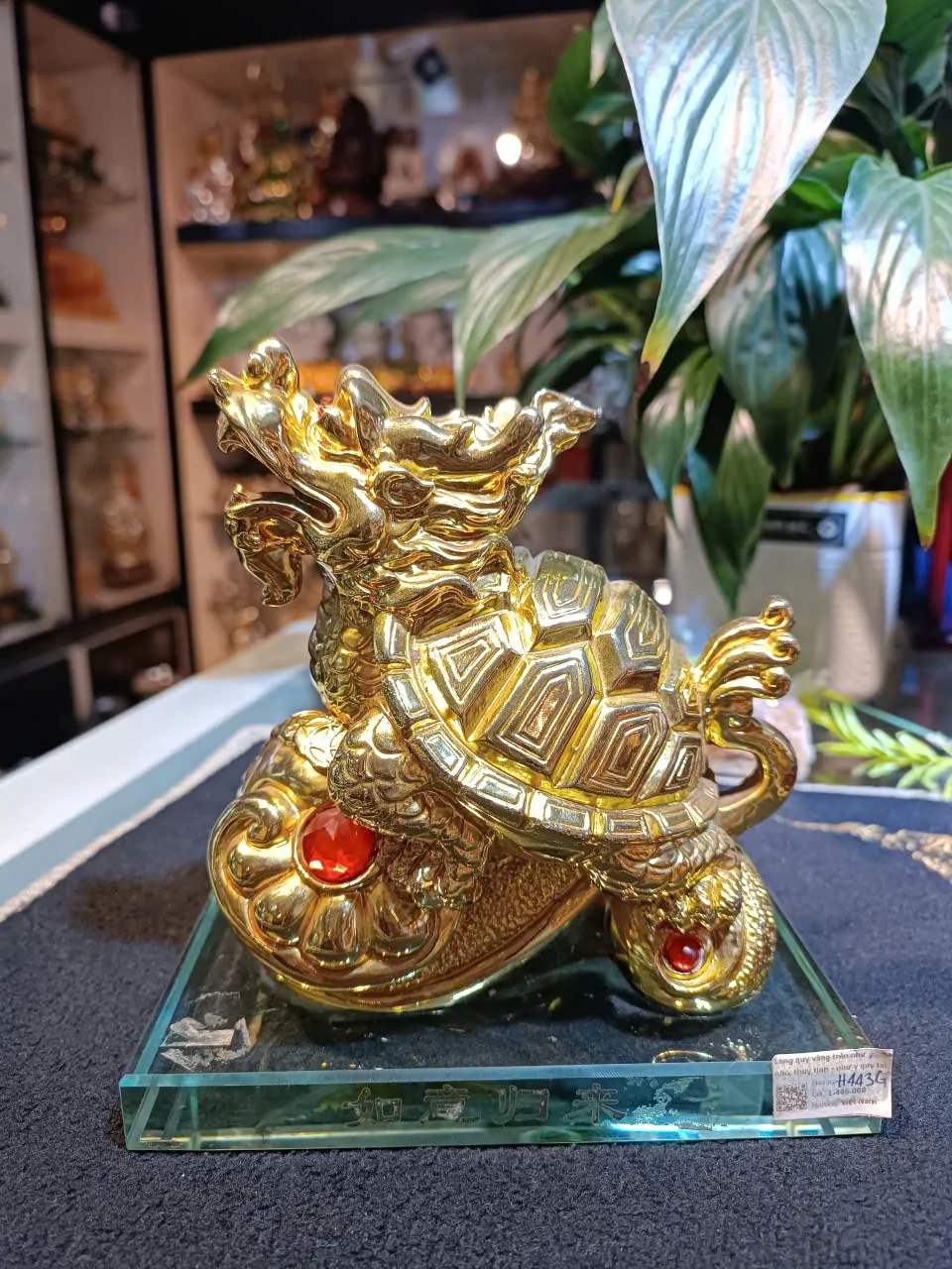 Long quy vàng trên như ý nhỏ, thủy tinh - như ý quy lai H443G