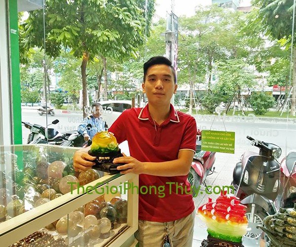 Anh Tuấn - Khách mua Thiềm thừ lưu ly vàng trên bụi sen xanh lưu ly nhỏ - Chiêu tài kim thiềm FC060A, Chiêu tài 10 xu (10 đế vương) FCC2024