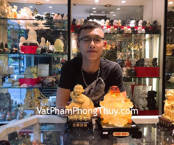 Anh Tiến Anh- Khách hàng mua Phật di lạc vàng cam ngồi ngai vàng C135A,Khỉ tài lộc kéo túi vàng đế gỗ K056M